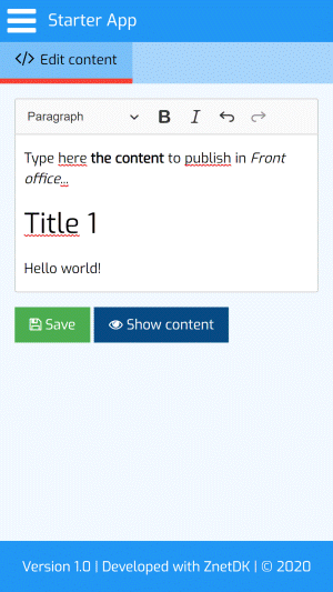 CKEditor integrated to ZnetDK for Mobile