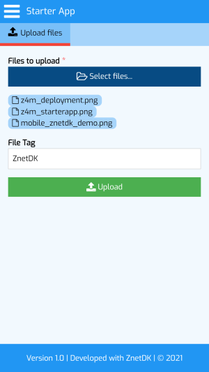 Uploading files from ZnetDK 4 Mobile Application